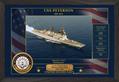 USS Peterson DD-969 Framed Patriotic Photo