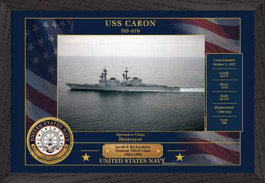 USS Caron DD-970 Framed Patriotic Photo