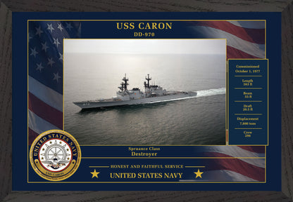 USS Caron DD-970 Framed Patriotic Photo