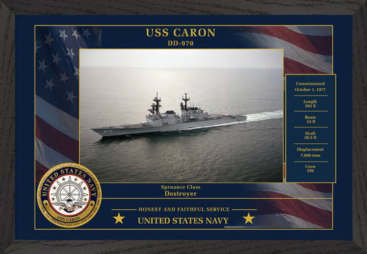USS Caron DD-970 Framed Patriotic Photo