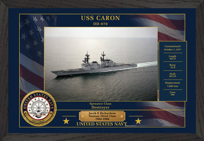 USS Caron DD-970 Framed Patriotic Photo
