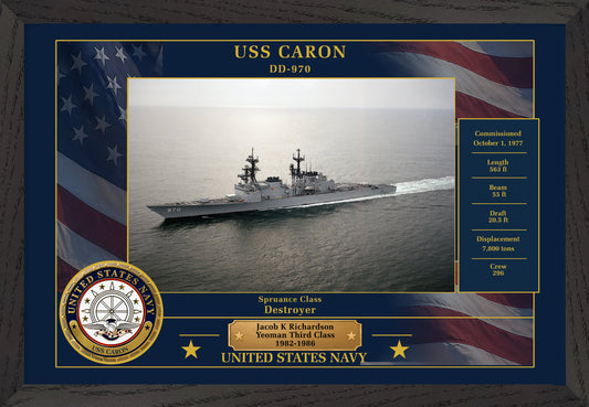 USS Caron DD-970 Framed Patriotic Photo