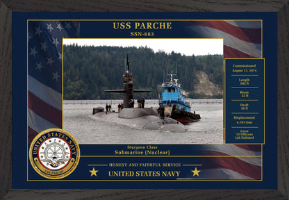 USS Parche SSN-683 Framed Patriotic Photo
