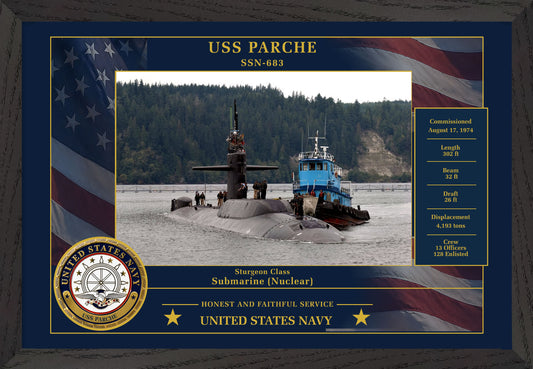 USS Parche SSN-683 Framed Patriotic Photo