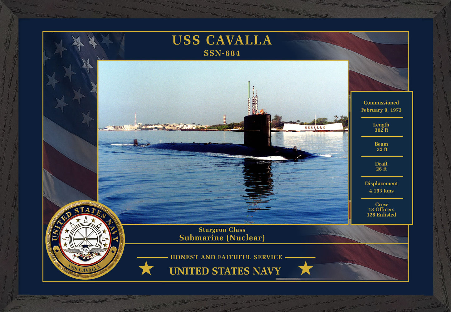 USS Cavalla SSN-684 Framed Patriotic Photo