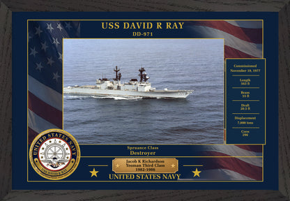 USS David R Ray DD-971 Framed Patriotic Photo