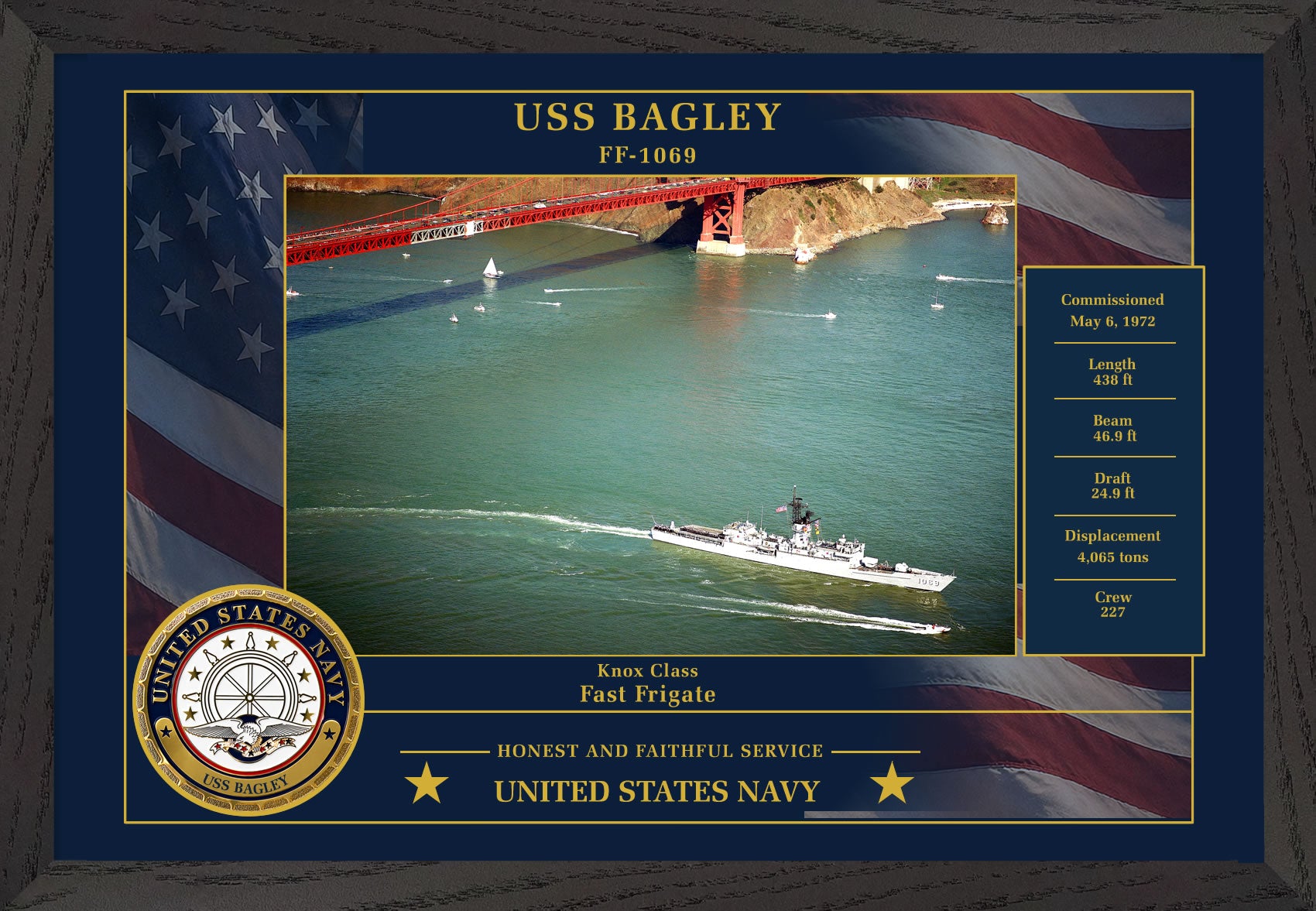 USS Bagley FF-1069 Framed Patriotic Photo