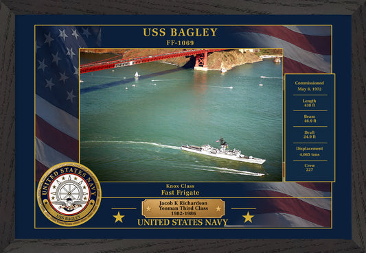 USS Bagley FF-1069 Framed Patriotic Photo