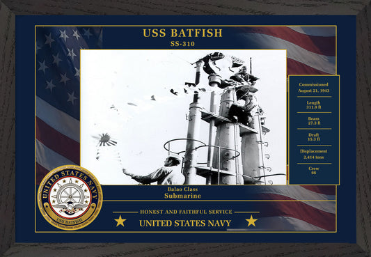 USS Batfish SS-310 Framed Patriotic Photo