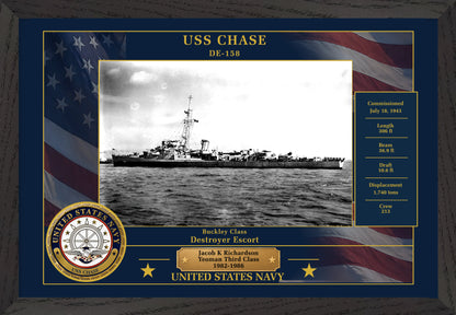 USS Chase DE-158 Framed Patriotic Photo