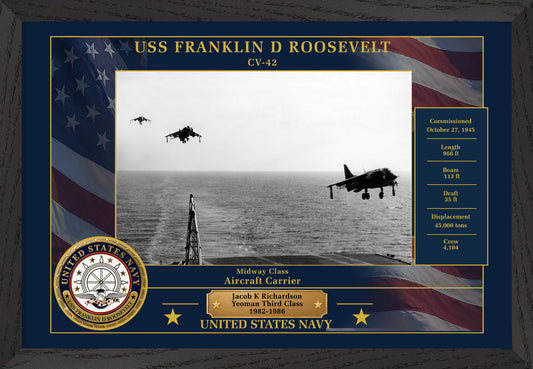 USS Franklin D Roosevelt CV-42 Framed Patriotic Photo
