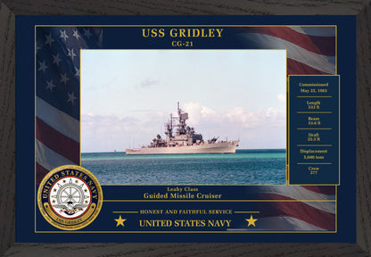 USS Gridley CG-21 Framed Patriotic Photo