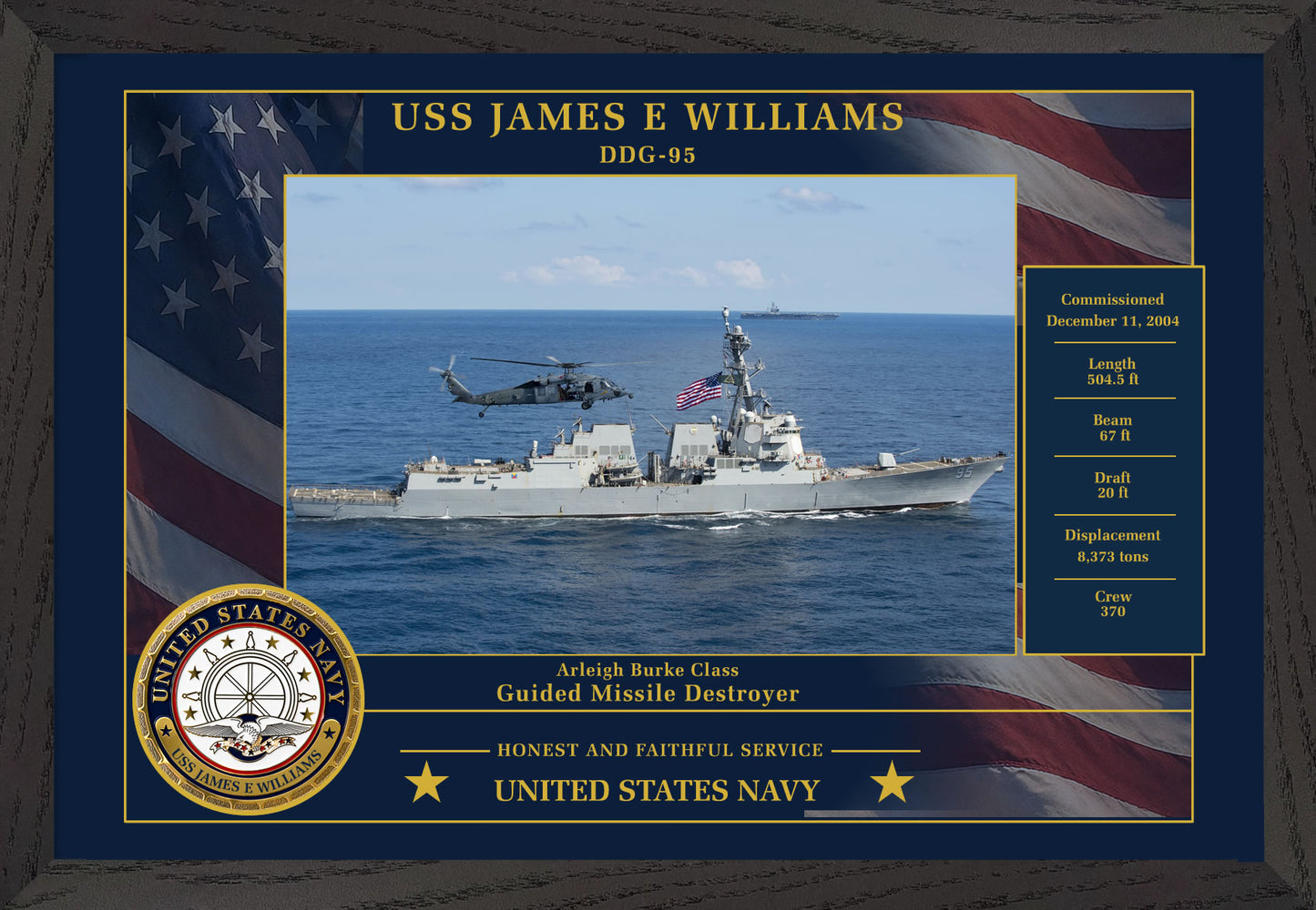 USS James E Williams DDG-95 Framed Patriotic Photo