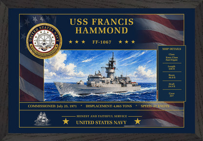USS Francis Hammond FF-1067 Framed Patriotic Art