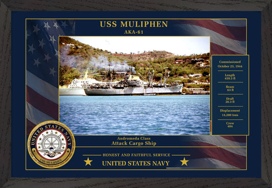 USS Muliphen AKA-61 Framed Patriotic Photo