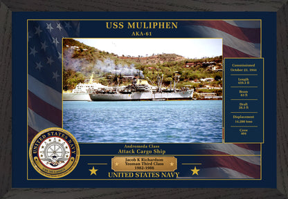 USS Muliphen AKA-61 Framed Patriotic Photo