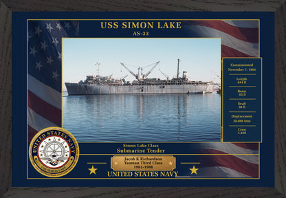 USS Simon Lake AS-33 Framed Patriotic Photo