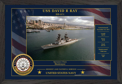 USS David R Ray DD-971 Framed Patriotic Photo