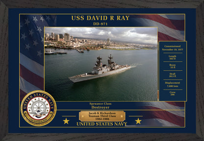 USS David R Ray DD-971 Framed Patriotic Photo