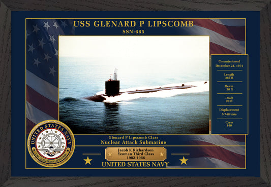 USS Glenard P Lipscomb SSN-685 Framed Patriotic Photo