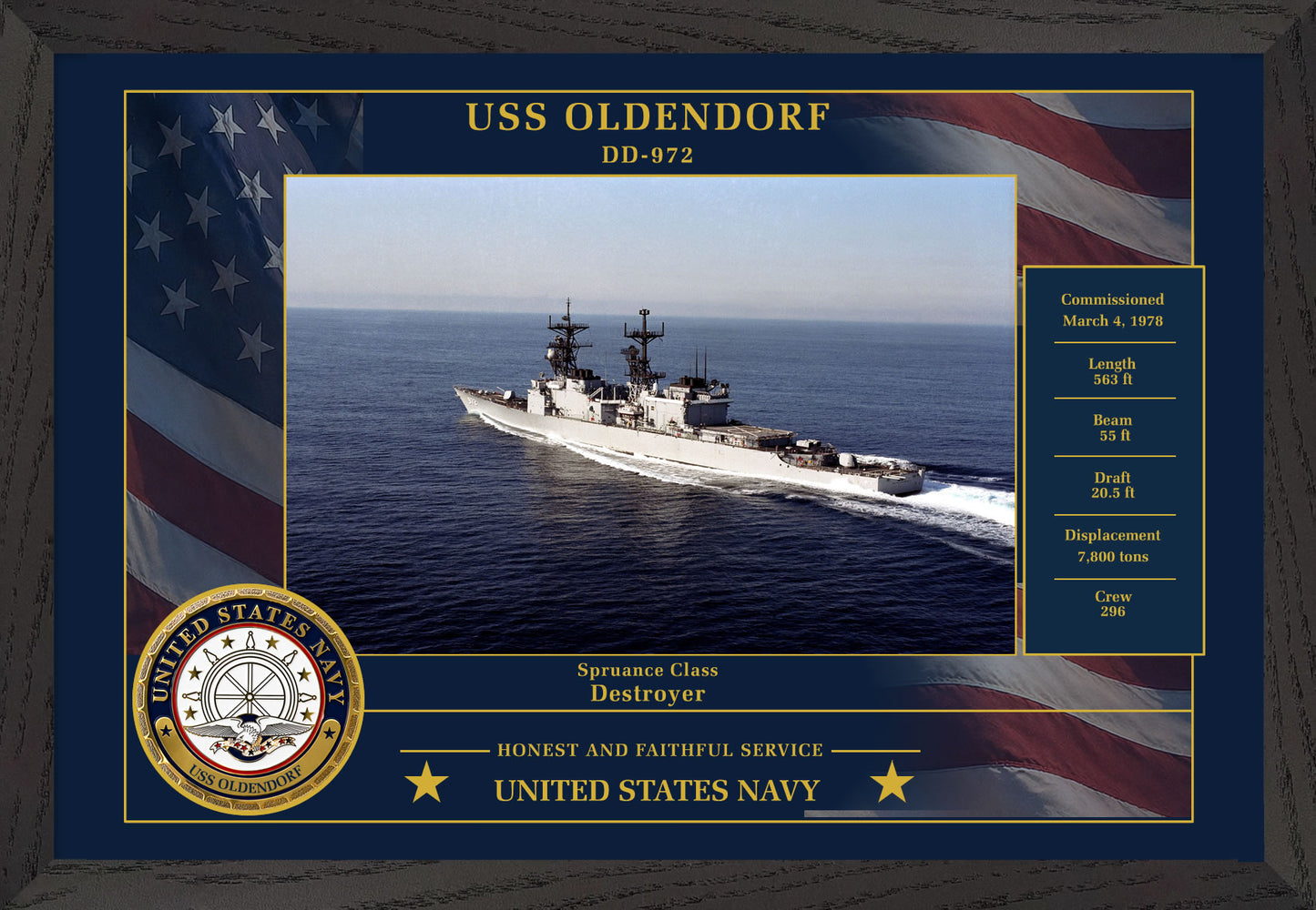 USS Oldendorf DD-972 Framed Patriotic Photo