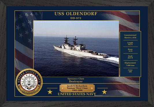USS Oldendorf DD-972 Framed Patriotic Photo