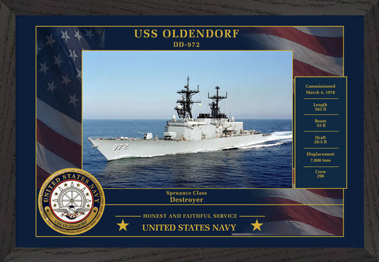 USS Oldendorf DD-972 Framed Patriotic Photo