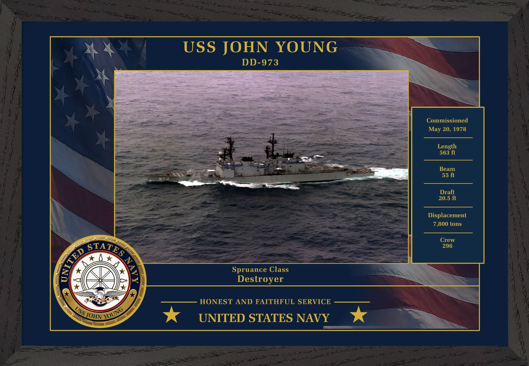 USS John Young DD-973 Framed Patriotic Photo