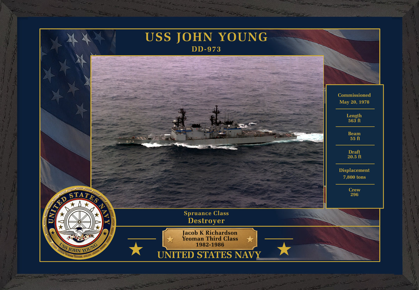USS John Young DD-973 Framed Patriotic Photo