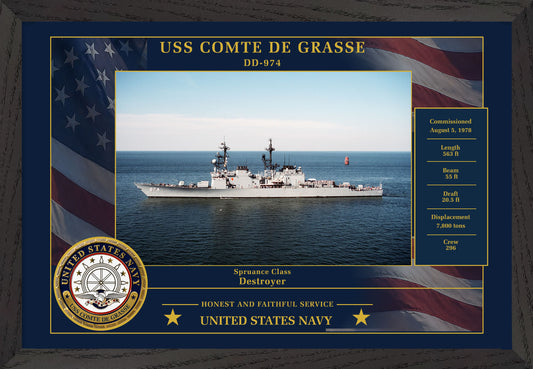 USS Comte De Grasse DD-974 Framed Patriotic Photo