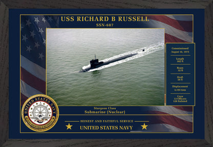 USS Richard B Russell SSN-687 Framed Patriotic Photo