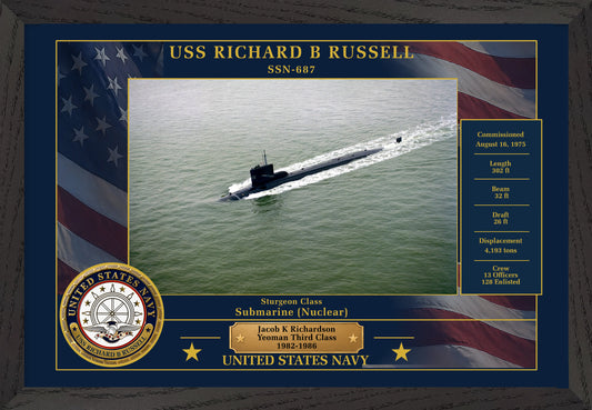 USS Richard B Russell SSN-687 Framed Patriotic Photo