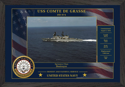 USS Comte De Grasse DD-974 Framed Patriotic Photo