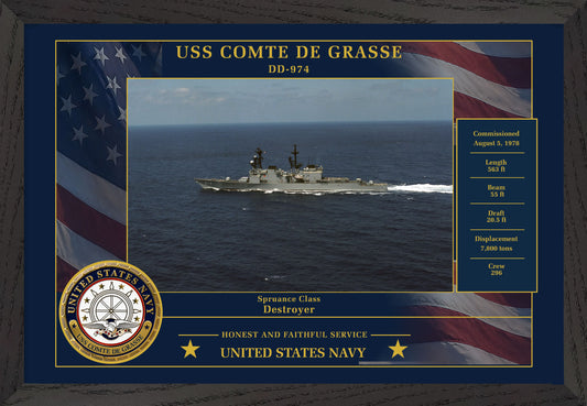 USS Comte De Grasse DD-974 Framed Patriotic Photo