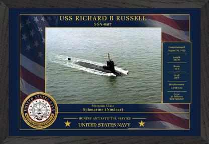 USS Richard B Russell SSN-687 Framed Patriotic Photo