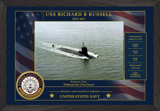 USS Richard B Russell SSN-687 Framed Patriotic Photo