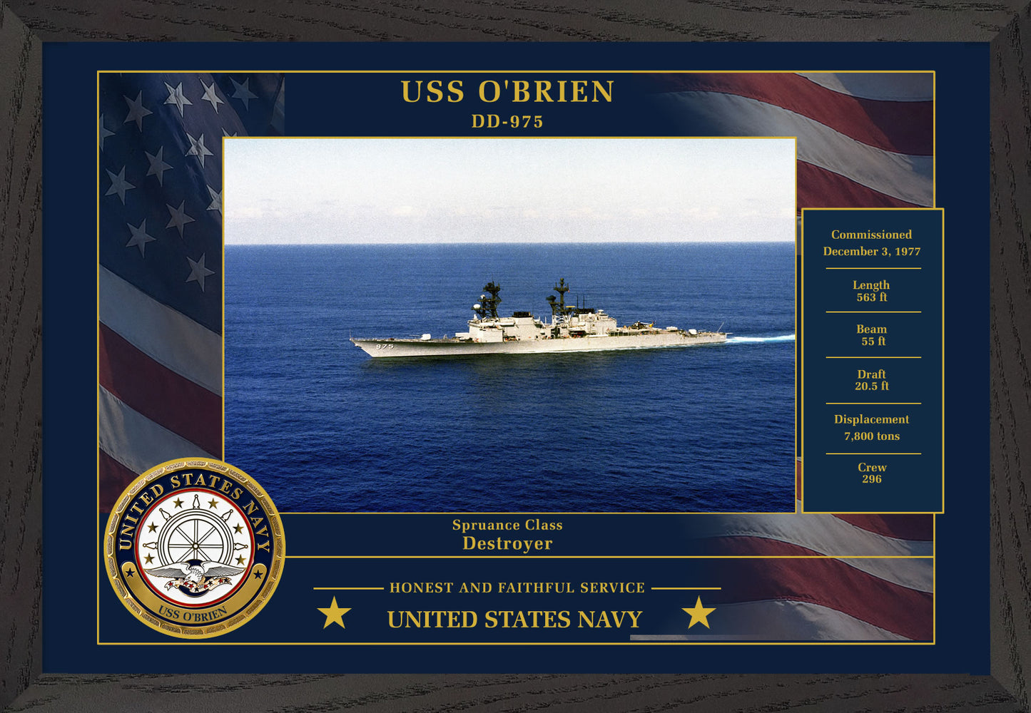 USS Obrien DD-975 Framed Patriotic Photo