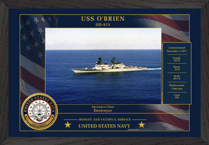 USS Obrien DD-975 Framed Patriotic Photo