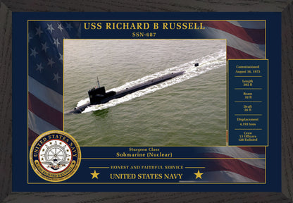 USS Richard B Russell SSN-687 Framed Patriotic Photo