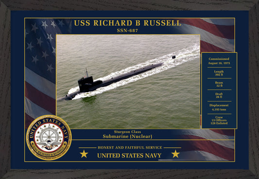 USS Richard B Russell SSN-687 Framed Patriotic Photo