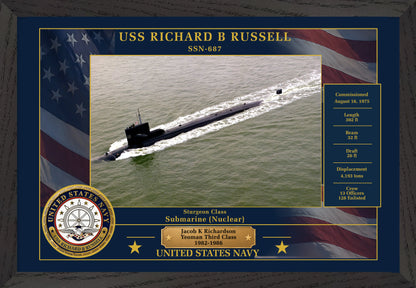 USS Richard B Russell SSN-687 Framed Patriotic Photo