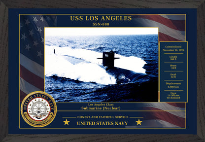 USS Los Angeles SSN-688 Framed Patriotic Photo