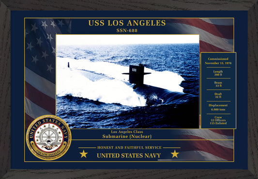 USS Los Angeles SSN-688 Framed Patriotic Photo