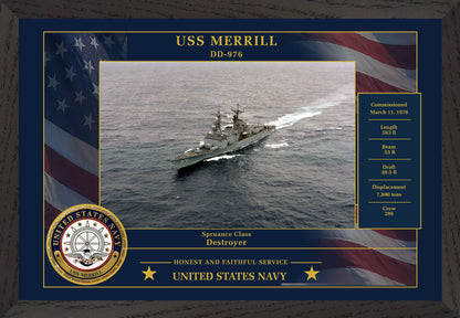 USS Merrill DD-976 Framed Patriotic Photo