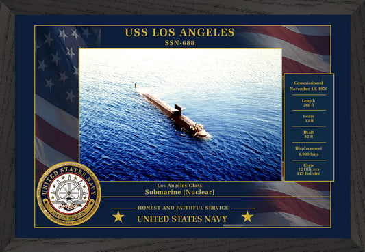 USS Los Angeles SSN-688 Framed Patriotic Photo