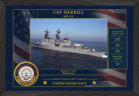 USS Merrill DD-976 Framed Patriotic Photo