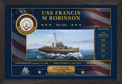 USS Francis M Robinson DE-220 Framed Patriotic Art