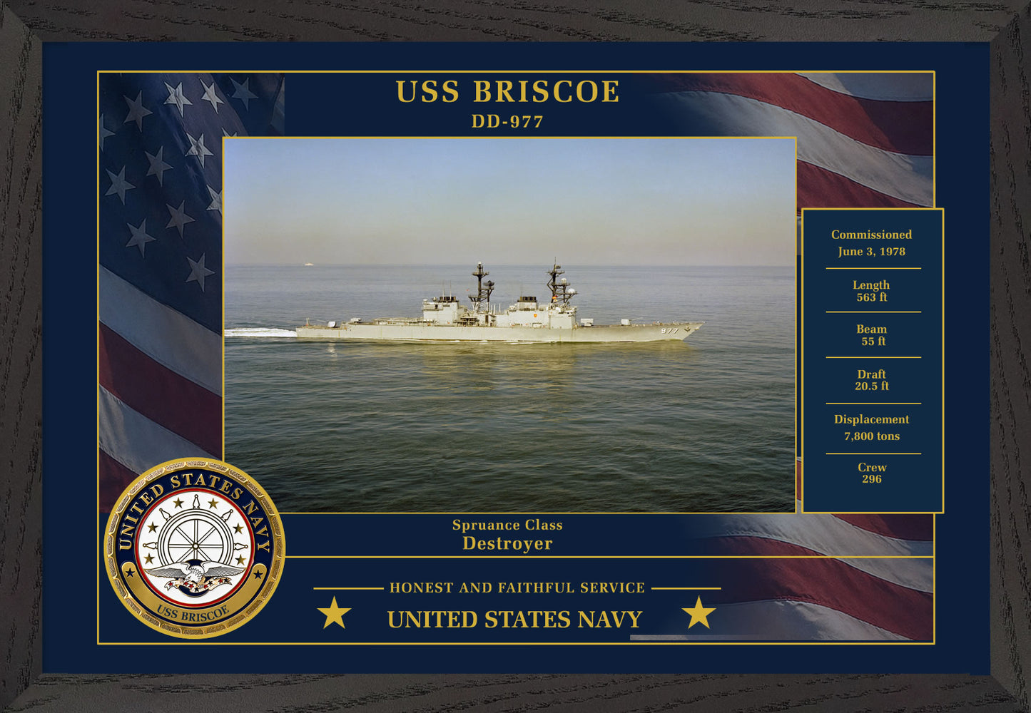 USS Briscoe DD-977 Framed Patriotic Photo