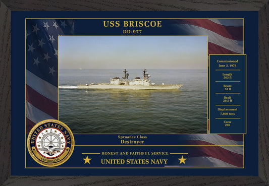 USS Briscoe DD-977 Framed Patriotic Photo