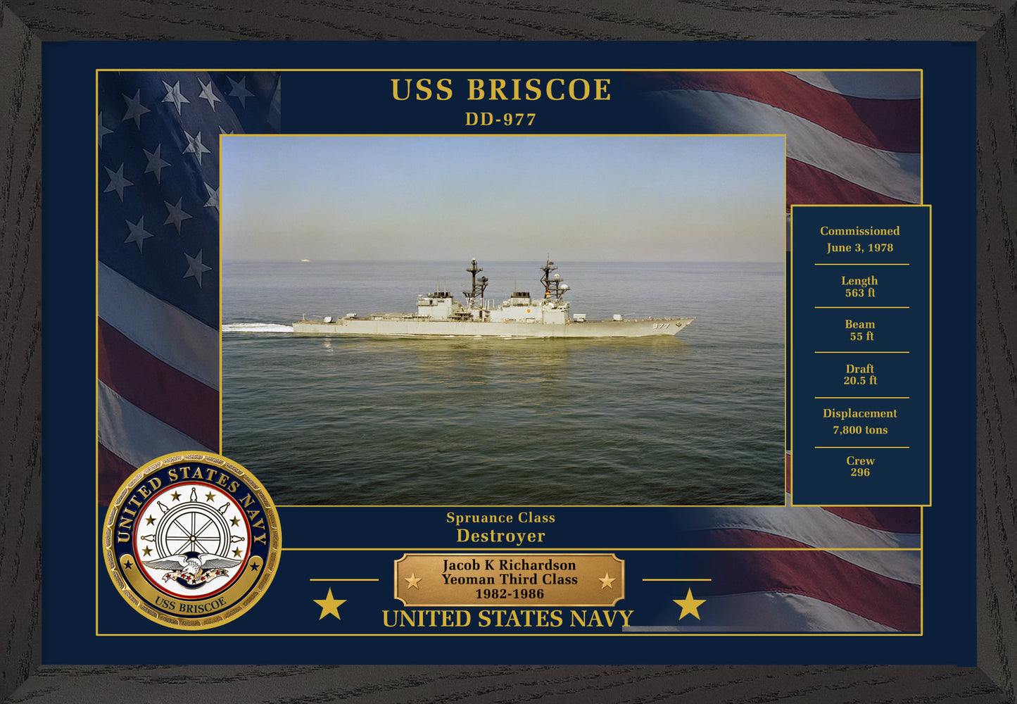 USS Briscoe DD-977 Framed Patriotic Photo